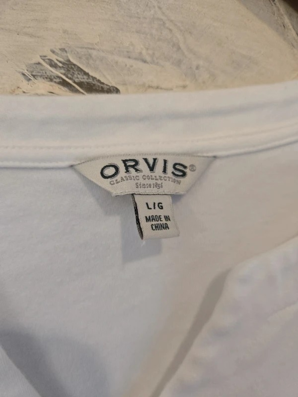 Orvis White Split V-Neck Long Sleeve Tee - Picture 2 of 4